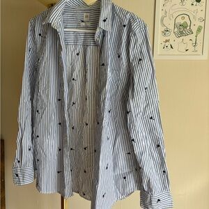 GAP Blue and White Striped Button-Up